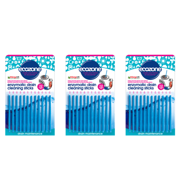 Ecozone Enzymatic Drain Sticks 12 sticks Pack of 3 